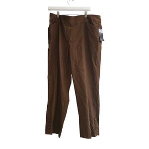 Worthington Brown Pull On Skinny Pants XL Tummy Slimming Panel Button Ankle NEW